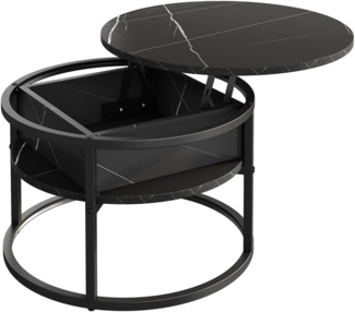 Vicco Couchtisch Schwarz/Marmor-Weiß 57 x 57 cm, Marlo