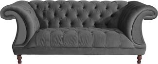 Ivette Sofa 2-Sitzer Samtvelours Anthrazit Buche Nussbaumfarben