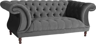 Ivette Sofa 2-Sitzer Samtvelours Anthrazit Buche Nussbaumfarben