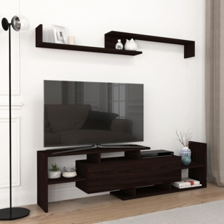 Fernsehschrank Liksefte mit Wandregal 154x28x42 cm Schwarz [en. casa]
