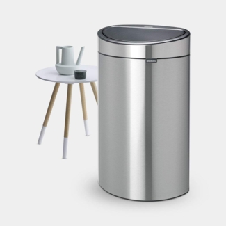 Brabantia Touch Bin, Mülleimer, Abfalleimer, Abfallbehälter, Matt Steel, 40 L, 114823