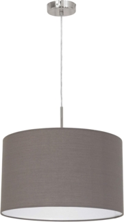 Eglo 31574 Pendelleuchte PASTERI Textil anthrazit-braun E27 max. 1X60W H:110cm Ø38cm dimmbar