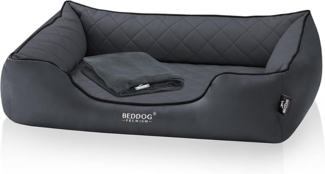 BedDog PREMIUM Orthopädisches Hundebett BUFFY, Memory Foam, Kunstleder, mit abnehmbaren Bezug ANTHRACITE (anthrazit), (L) ca. 80x65x18cm