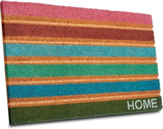 HANSE Home Fußmatte Mix Mats Kokos Colorful Stripes, Türmatte, rechteckig, Höhe: 15 mm, Strapazierfähig, pflegeleicht, robust, wetterfest, UV-beständig