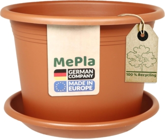 Heimwerkercenter Pflanzkübel MePla Blumentopf Cylindro ø15cm, Untersetzer ø14cm Terra, Kunstoff