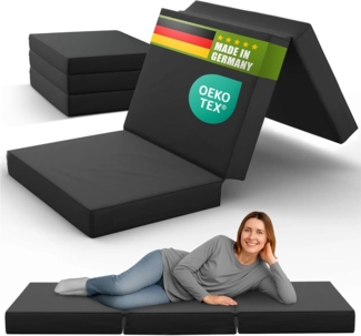 Shogazi Klappmatratze, Kaltschaumkern / Baumwolle anthrazit, 90 x 190 x 12 cm