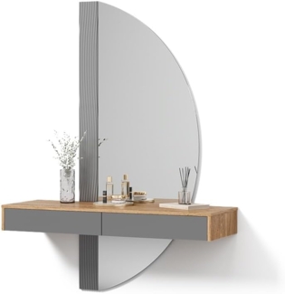 Livinity® Schminktisch Ascona, Grau/Eiche, 120 cm mit 2 Schubladen