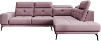 Designer Sofa Isabella mit verstellbarer Kopf- und Rückenlehne Stoff Rosé Rechts