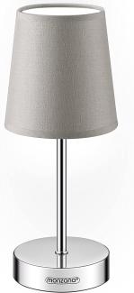 monzana Tischleuchte, Taupe 1er Set, 32 cm Stoffschirm E14 Chrom Metall Wohnzimmer Büro Schlafzimmer