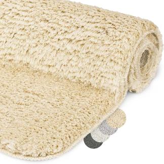 Beautissu Badematte rutschfest BeauMare FL Hochflor Teppich Natur, 100cm, 60cm