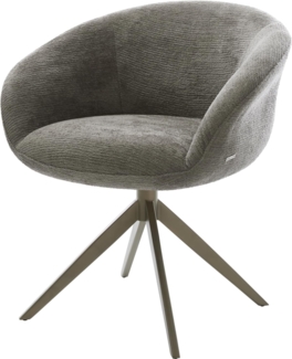 Drehstuhl Vinka-Flex mit Armlehnen Bouclé Soft Schlamm Kreuzgestell breit Effektfinish Titan 360° drehbar Wippfunktion Taschenfederkern