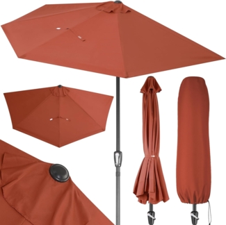 Kingsleeve Sonnenschirm, halbrund, wasserabweisend, UV-Schutz 50+, Stahl terracotta, 270 cm