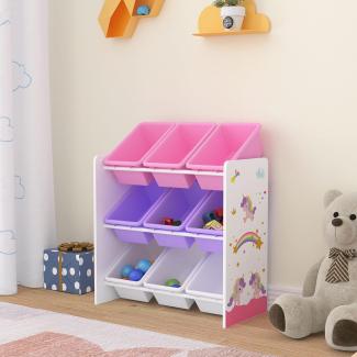 Kinderregal Muxía mit 9 Ablagekisten Einhorn Motiv Lila / Rosa [en. casa]