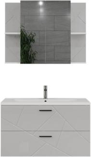 Badmöbel-Set Irma Weiß/Weiß Hochglanz 3 Teile Vicco