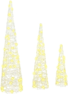 vidaXL Weihnachtsbaum mit 90 LEDs 3 pcs Warmweiß 20 x 20 x 80 cm Acryl 42019015