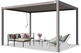 PRIMEYARD Pergola 3x4 m Aluminium-Pfosten mit Lamellendach aus Stahl graue Terrassenüberdachung