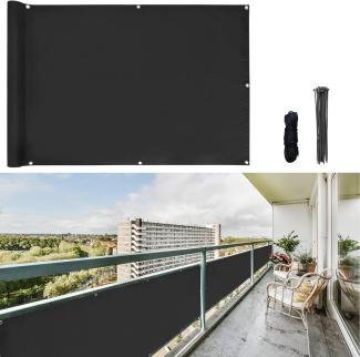 CCLIFE Balkon Sichtschutz Wind- und UV-Schutz Wetterfest 160 g/m2 mit Ösen Balkon sichtschutz Blickdicht 75 x 300cm (3 Größen & 2 Farben) für Balkongeländer Terrasse Garten