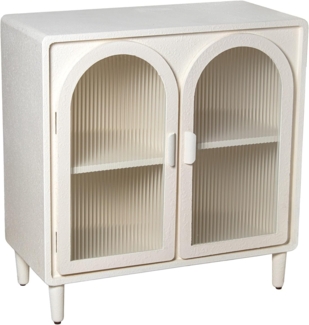 DRW Konsolentisch mit 2 Türen aus MDF und weißem Glas, 80 x 38 x 83 cm