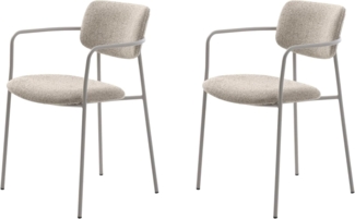 FJORDFORM Esszimmerstuhl, 2'er stühlen, Wollweiss, Graue metallbeine Chair, Boucle, One Size