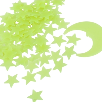 Kesote Leucht Sterne Mond Set, 100 Stück Leuchtsticker Fluoreszierend Wand Aufkleber Plastik mit Selbstklebend Sticker für Schlafzimmer Kinderzimmer Decke