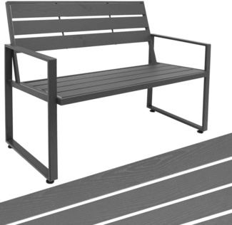 AMANKA Sitzbank Gartenbank Metall Grau 110 x 57 x 83 cm
