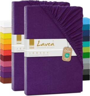 Lavea Spannbettlaken Maya, in Gr. 60x140, 90x200, 120x200, 140x200, 180x200 oder 200x220 cm, Baumwolle, Gummizug: rundum, (2 Stück), Jersey Spannbetttuch für Topper, Boxspring- und Wasserbetten