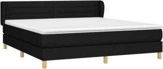 Doppelbett, Polsterbett mit Matratze Hellgrau 140x190 cm Stoff Schwarz 180x200 cm