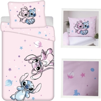 Disney Lilo & Stitch Bettwäsche Baumwolle 140x200 + 70x90 cm, Reißverschluss