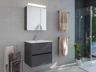 Badmöbelset Taifun 60cm 2tlg mit Spiegelschrank grafit : Grafit