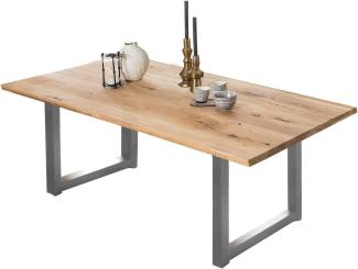 Sit Möbel Tables & Co Tisch 240x100 cm L = 240 x B = 100 x H = 75 cm Platte natur, Gestell antiksilber