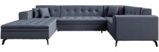 Designer Sofa Neola mit Schlaffunktion Stoff Blau Links