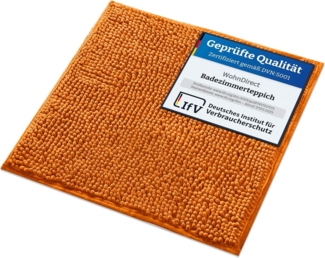 WohnDirect Badematte 45x45 cm | Orange - rutschfest & Waschbar - Badezimmerteppich zum Set kombinierbar, Badvorleger, WC Garnitur, Badteppich