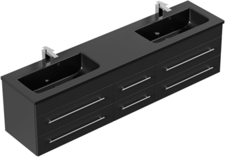 Badmöbel Compose 200 schwarzes Waschbecken SoftClose schwarz : Schwarz