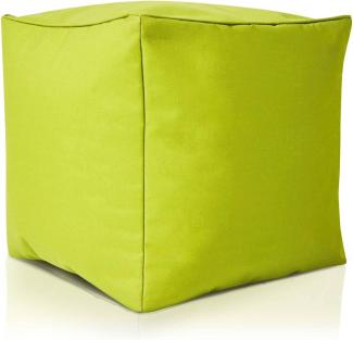 Green Bean© Outdor Pouf-Hocker 40 x 40 x 40 cm mit EPS-Perlen Füllung - Erweiterung & Addon für Sitzsäcke: Fußhocker Fußkissen - Bodenkissen Kinder & Erwachsene - Fußablage Sitzkissen Hellgrün