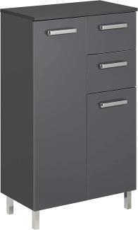 Pelipal Badezimmerschrank; 311 in Grau-Anthrazit, Glanz, 60 cm breit | Badschrank; mit 2 Türen, 2 Schubkästen und 1 Glas-Einlegeboden