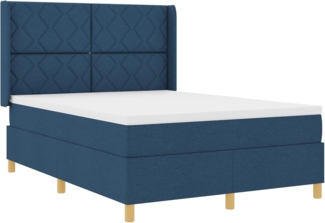 vidaXL Boxspringbett mit Matratze mit Kopfteil Blau 140x190 cm Stoff 3341895