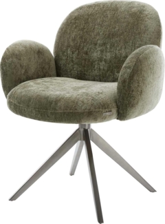 Drehstuhl Nube-Flex mit Armlehnen Chenille Olive Kreuzgestell breit Graphit 360° drehbar Wippfunktion Taschenfederkern