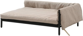 Vente-unique - Tierecksofa - 80 x 58 x 28 cm - Leinen & Metallgestell - Beige - SIPARIA