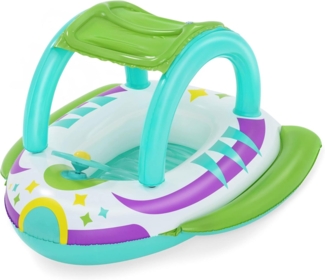 Bestway Kinder-Schlauchboot Space Splash, Raumschiff, mit Sonnenschutzdach, 98 x 95 x 61 cm