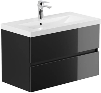 HOME DELUXE Badmöbel Komplettset WANGEROOGE BIG DELUXE S - Schwarz Made in Germany