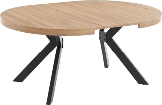 Vente-unique - Esstisch - ausziehbar - 4 bis 8 Personen - MDF & Stahl - Naturfarben & Schwarz - KOMONI