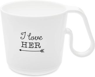 Koziol Henkeltasse Maxx I Love Her, Tasse, Becher, Henkelbecher, Thermoplastischer Kunststoff, Cotton White, 3477525