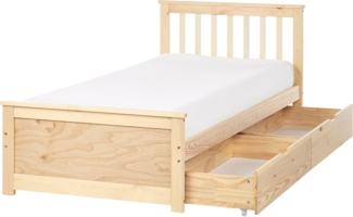 Bett mit Schubladen OLENDON 90x200 cm Holz Heller Holzfarbton