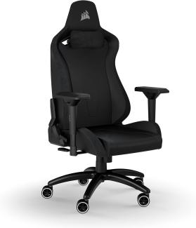 Corsair TC200 Gaming-Stuhl aus Kunstleder, Standard Fit (Langanhaltenden Komfort, Bezug aus Weichem Kunstleder, Integrierte Lendenstütze aus Schaumstoff, 4D-Armlehnen) Schwarz/Schwarz