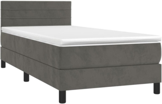 vidaXL Boxspringbett mit Matratze & LED Dunkelgrau 100x200 cm Samt 3134448