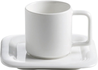Maxwell & Williams Sphere Square Espressotasse + Untertasse, 70ml, Weiß,JX80701