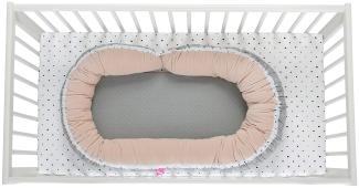 Kuschelnest für Babys und Säuglinge Babynest + Junior sleepy-C - Multifunktionales Babynest, Babybett, Kleckse apricot