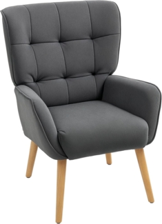 HOMCOM Relaxsessel Sessel Wohnzimmer Loungesessel mit Holzbeine (Lesesessel mit Samtoptik, 1-St, Polstersessel), für Schlafzimmer Grau