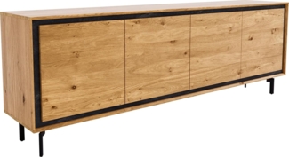 Sideboard Stonegrace 200 cm Eiche Natur 4 Türen Fuß Oval Metall Schwarz
