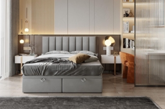 TRADA Boxspringbett BOND mit Taschenmatratze - Elegant Polsterbett mit Zwei Bettkasten (Bett + Materatze), mit zwei Bettkasten - mit Funktion, die das Bettenmachen erleichtert